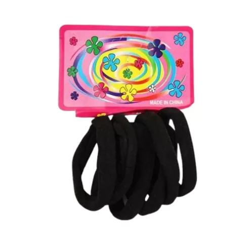 Elásticos de Cabelo Infantil Preto (c/ 6)